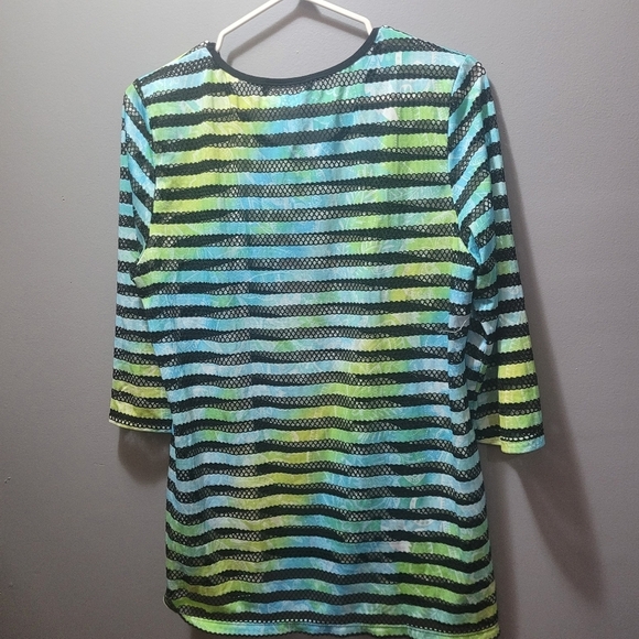 Soft Works Black and Aqua Green Striped Top M - Picture 5 of 5
